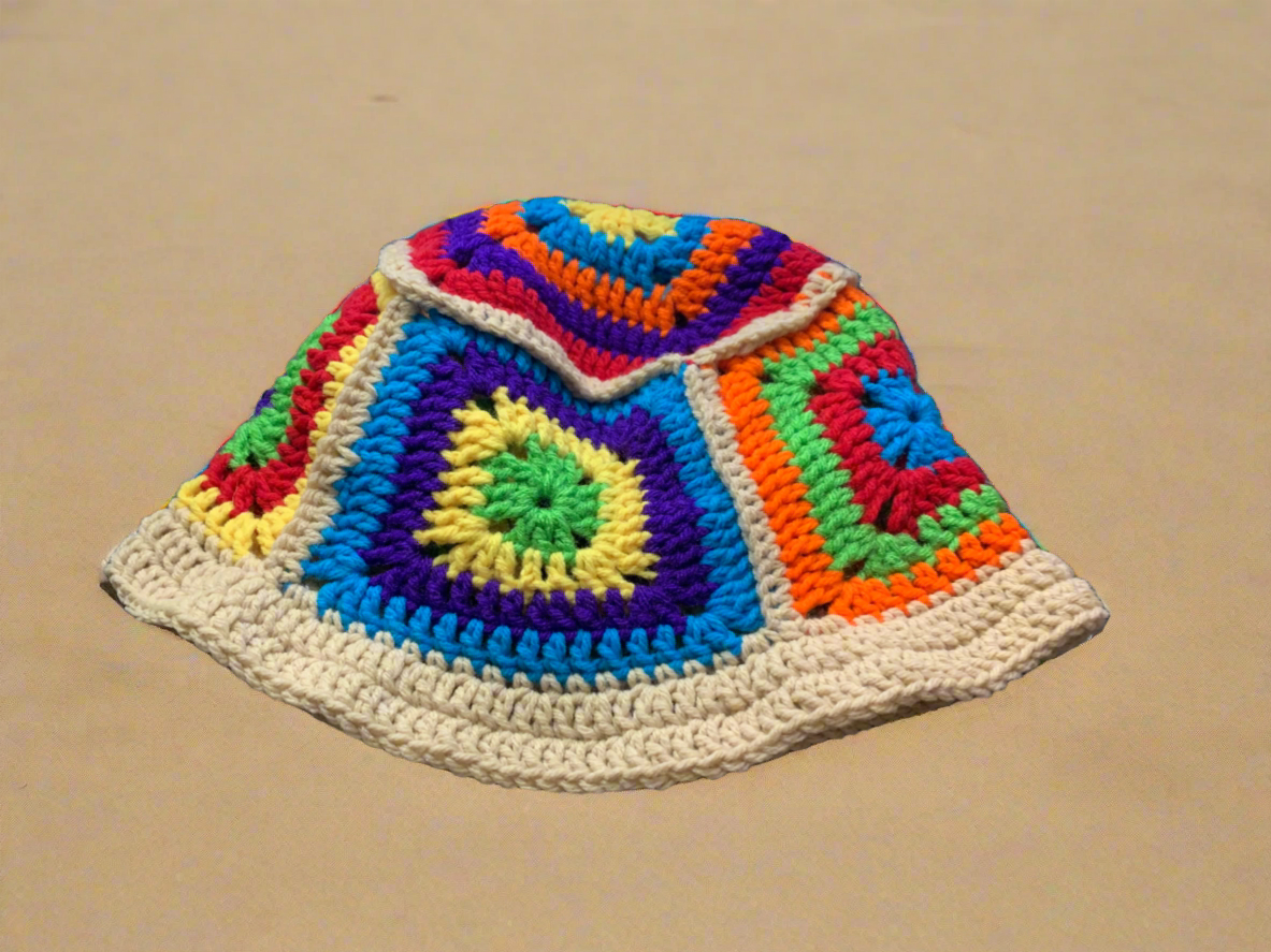 Granny square bucket hat