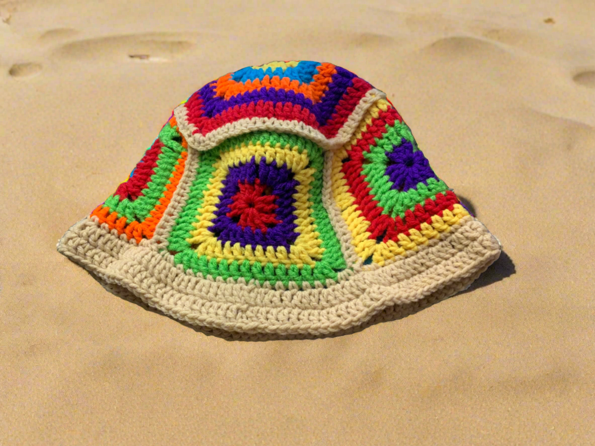 Granny square bucket hat